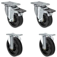 5" X 1.25" Light Duty Phenolic Wheel - 2 Front Locking Casters 2 Rigid - Set of 4 - 1,400 lbs cap per set of 4 CasterHQ