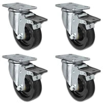5" X 1.25" Light Duty Phenolic Wheel - 4 Front Locking Swivel Casters - Set of 4 - 1,400 lbs cap per set of 4 CasterHQ