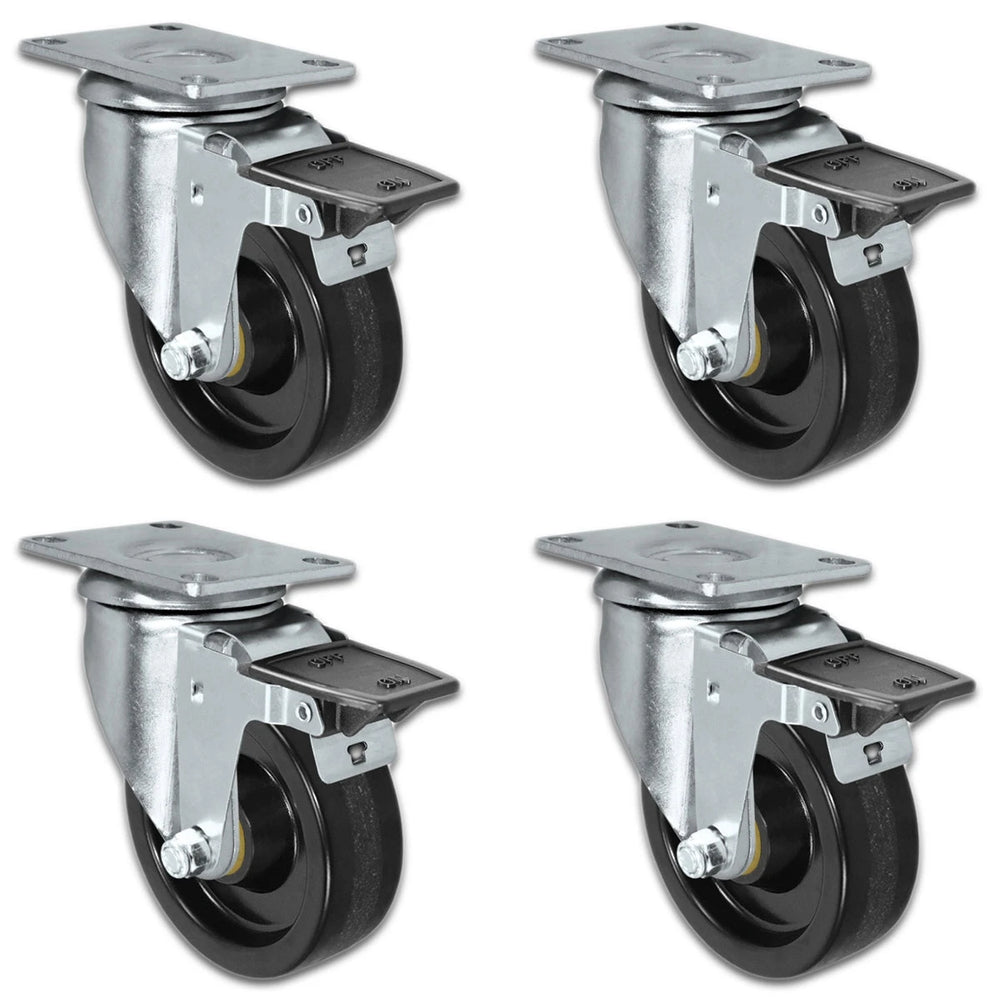 4" X 1.25" Light Duty Phenolic Wheel - 4 Front Locking Swivel Casters - Set of 4 - 1,400 lbs cap per set of 4 CasterHQ