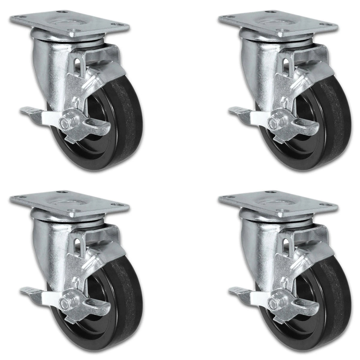 4" X 1.25" Light Duty Phenolic Wheel - 4 Locking Swivel Casters - Set of 4 - 1,400 lbs cap per set of 4 CasterHQ