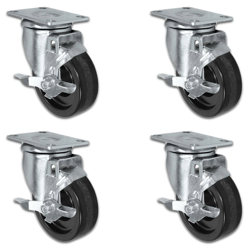 4" X 1.25" Light Duty Phenolic Wheel - 4 Locking Swivel Casters - Set of 4 - 1,400 lbs cap per set of 4 CasterHQ