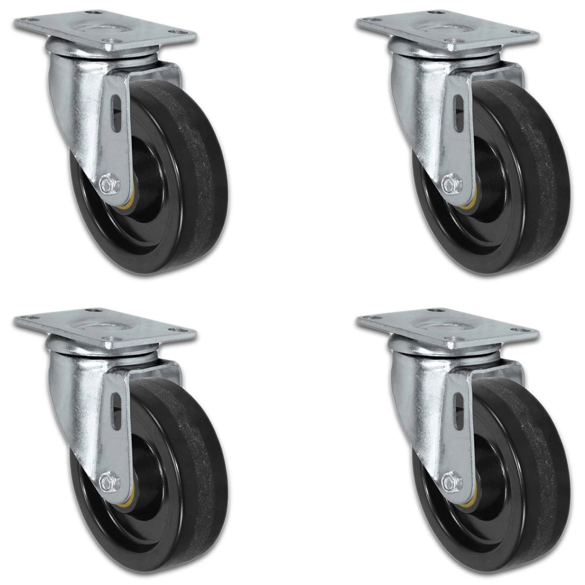 4" X 1.25" Light Duty Phenolic Wheel - Swivel Caster Set of 4 - 1,400 lbs cap per set of 4 CasterHQ