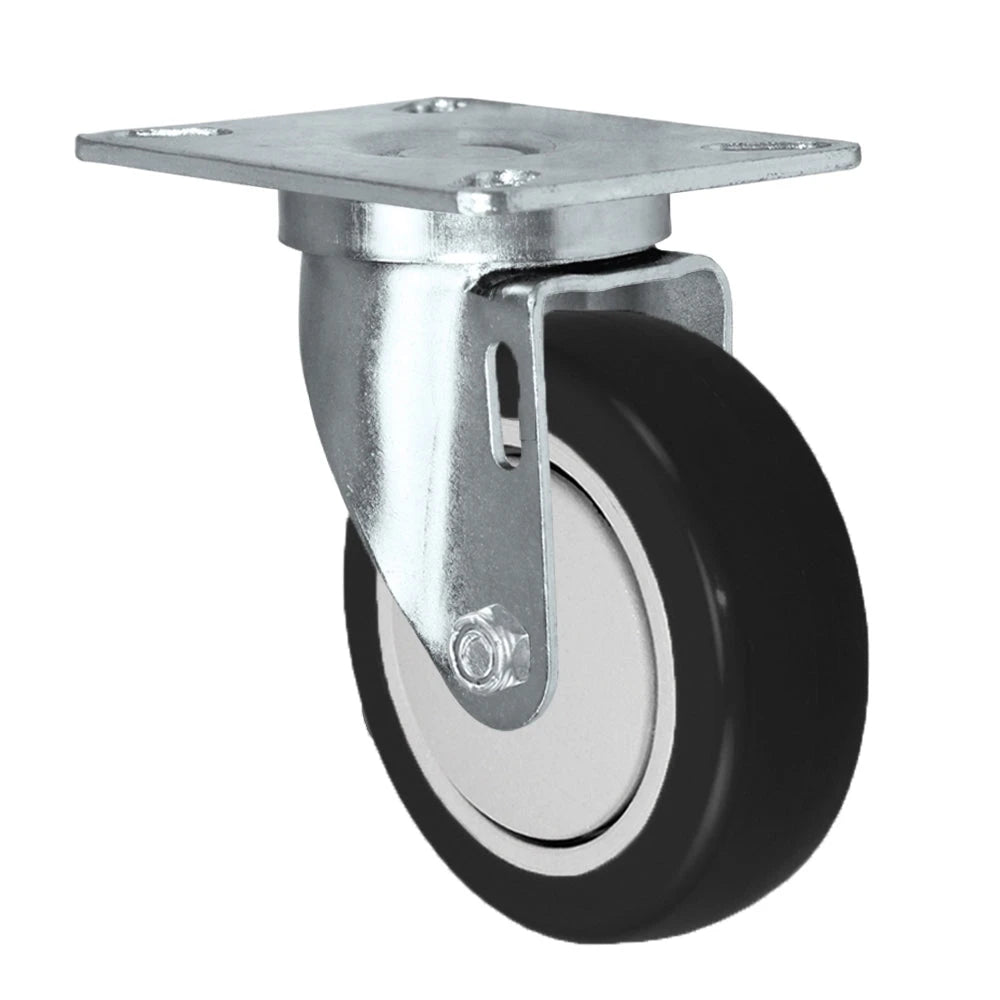 4" X 1.25" Black Polyurethane on Polyolefin Wheel - Swivel Caster | 260 lbs capacity CasterHQ