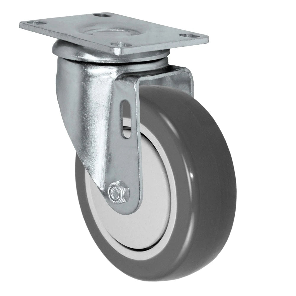 4" X 1.25" Gray Polyurethane on Polyolefin Wheel - Swivel Caster - 325 lbs Capacity CasterHQ