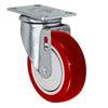 4 Inch x 1.25 Inch Red Polyurethane Swivel Caster - 325 lbs Capacity | Polyolefin Core Wheel CasterHQ