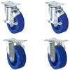 4" Solid Polyurethane Wheel | 2 Locking Swivel 2 Rigid | Caster Set of 4 | Plate Size: 2-3/8" x 3-5/8" | 1,400 lbs Capacity Per Set CasterHQ