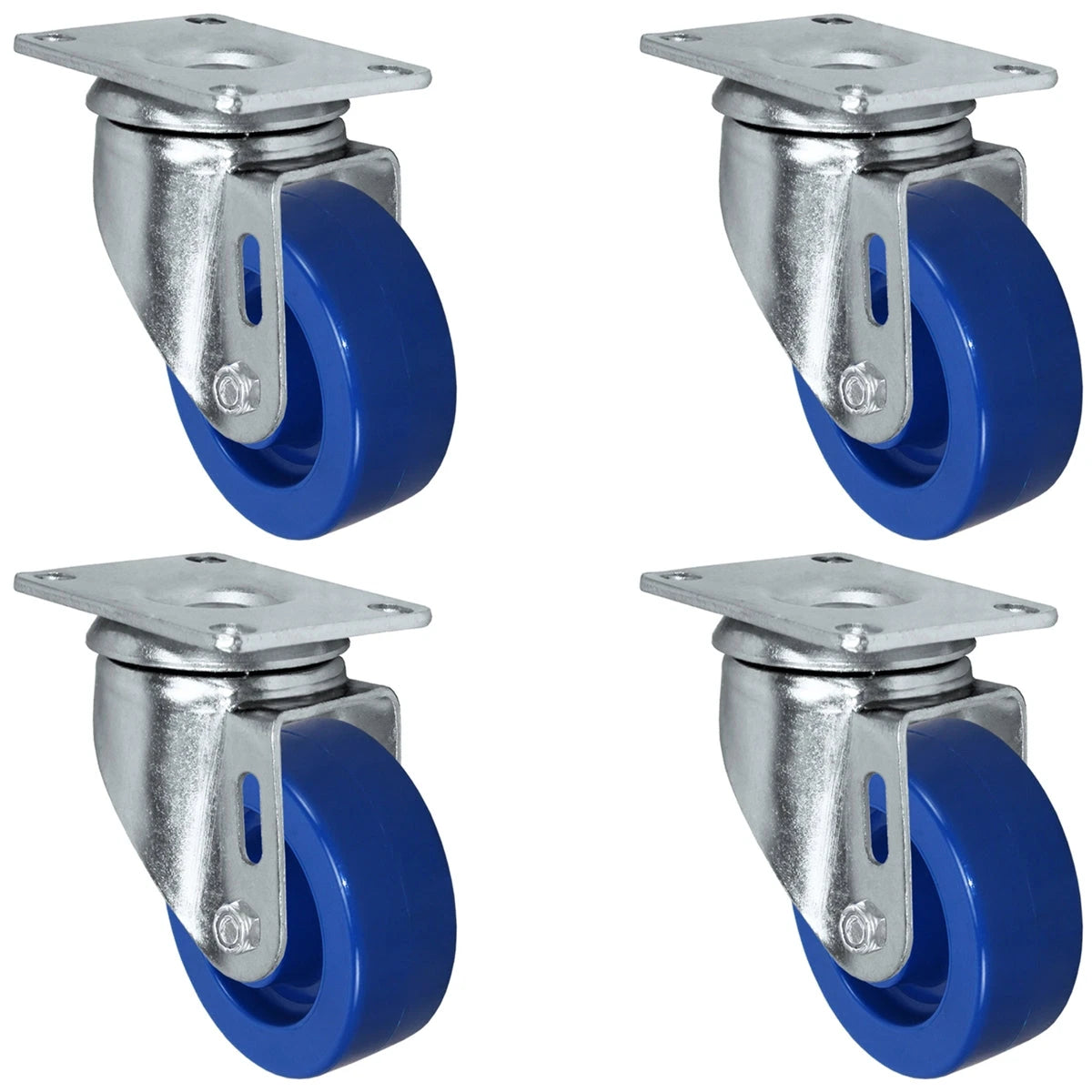 4" Solid Polyurethane Wheel | 4 Swivel Casters | Caster Set of 4 | Plate Size: 2-3/8" x 3-5/8" | 1,400 lbs Capacity Per Set CasterHQ