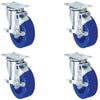 4" Solid Polyurethane Wheel | 4 Locking Swivel Casters | Caster Set of 4 | Plate Size: 2-3/8" x 3-5/8" | 1,400 lbs Capacity Per Set CasterHQ