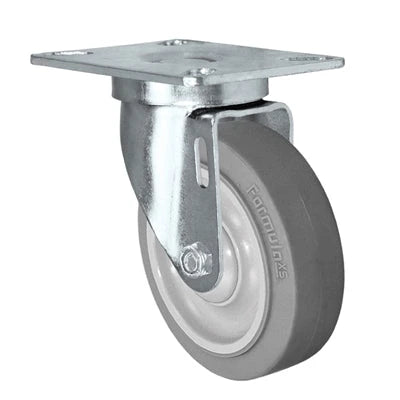 4" x 1-1/4" Swivel Caster | Thermo Plastic Rubber Wheel | 300 lbs Capacity | Plate Size: 3-1/8" x 4-1/8" CasterHQ