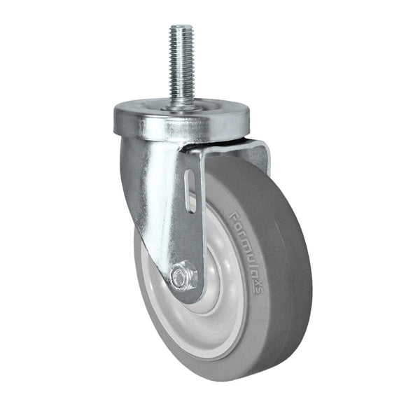 4" Threaded Stem Caster - Swivel Caster with Thermoplastic Rubber Wheel - 250 lbs Per Caster - 1/2" Threaded Stem Caster CasterHQ