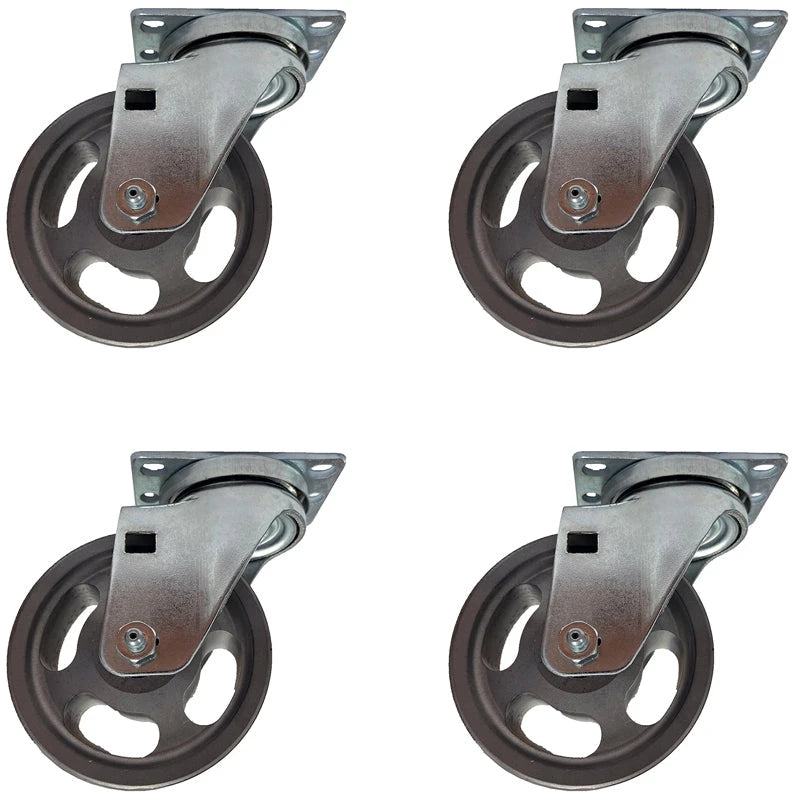 4" X 1-1/2" Vintage Industrial Steel Set of 4 Wheel Swivel Caster - 1,800 lb capacity per set of 4 madeusa