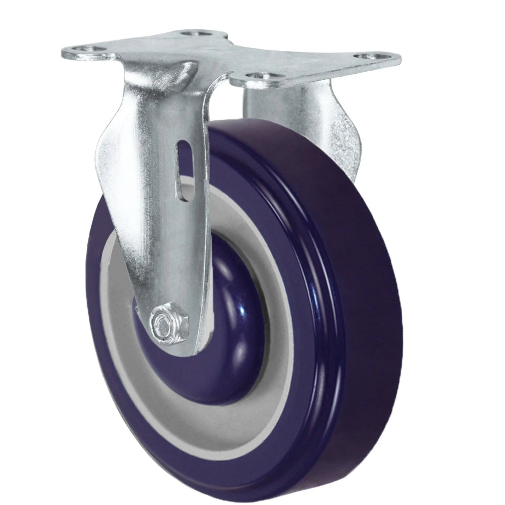 5" X 1.25" Purple Polyurethane on Polyolefin Wheel - Rigid Caster - 350 lbs Capacity CasterHQ