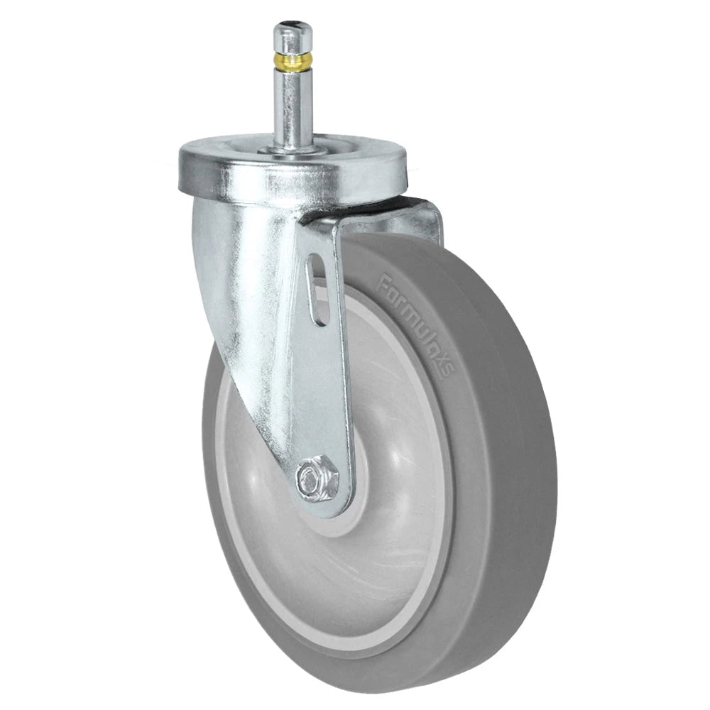 5 Inch x 1-1/4 Inch FX Thermo Plastic Rubber Swivel Caster - 315 lbs Capacity | Grip Ring Stem CasterHQ