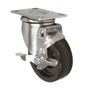 5" X 1.25" Light Duty Phenolic Wheel - Swivel Caster with Top Locking Brake - 350 lb cap. CasterHQ