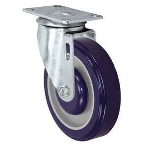 5" X 1.25" Purple Polyurethane on Polyolefin Wheel - Swivel Caster CasterHQ