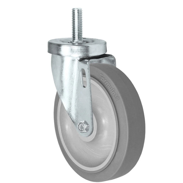 5" X 1-1/4" Wheel, Thermo Plastic Rubber Wheel - Threaded Stem Caster - 275 Lbs Capacity CasterHQ