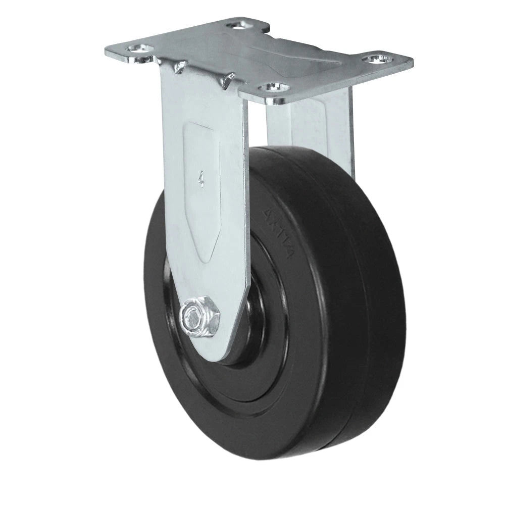 4" X 1.25" Stainless Steel Rigid Caster with Hard Rubber Wheel - 350 lbs Capacity CasterHQ