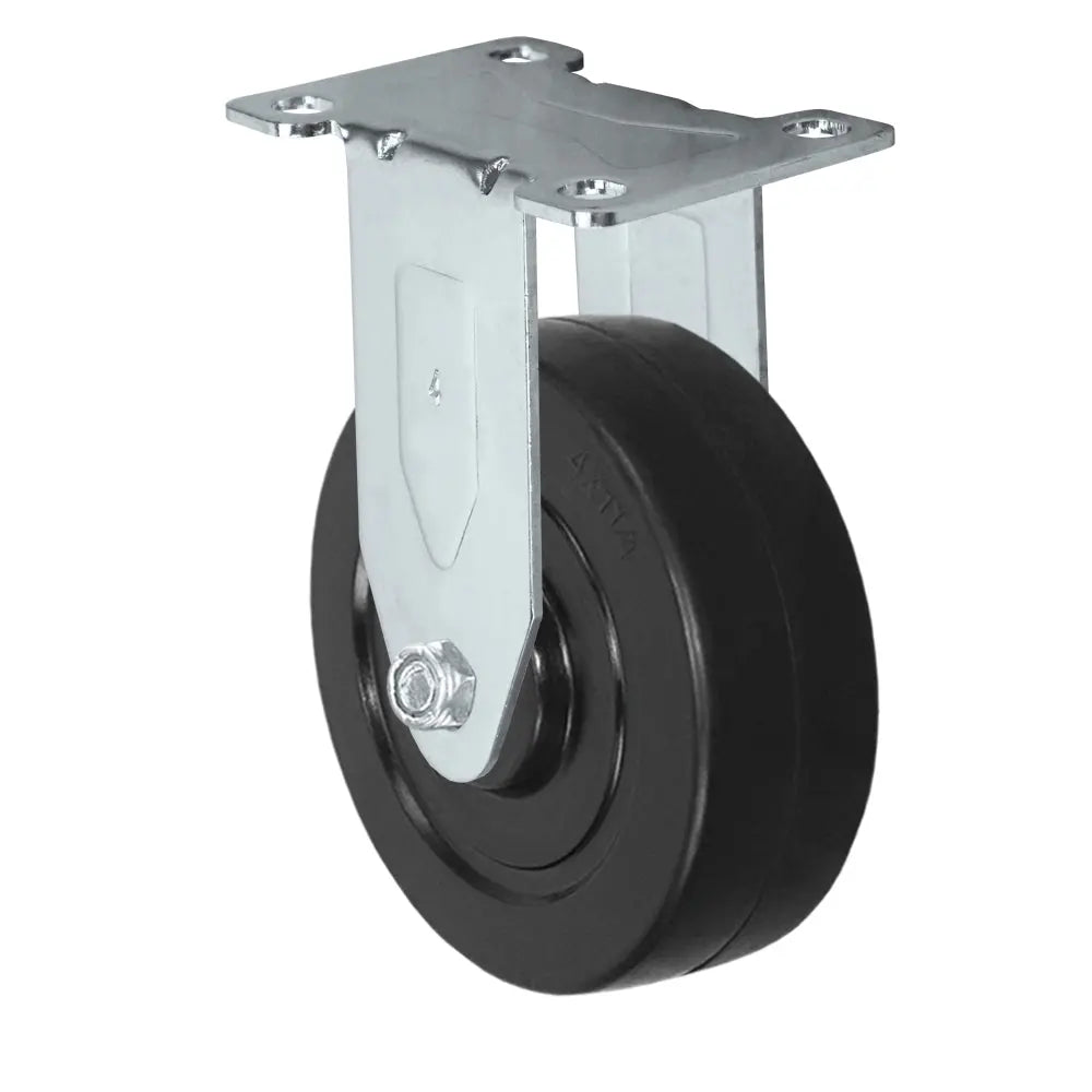 4" X 1.25" Stainless Steel Rigid Caster with Hard Rubber Wheel - 350 lbs Capacity -  | CasterHQ
