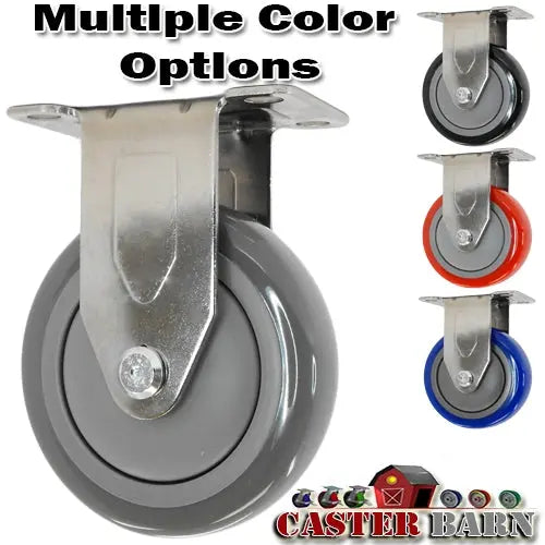 5" X 1.25" Light Duty Polyurethane Wheel - Stainless Rigid Caster 350 LBS CAP -  | CasterHQ