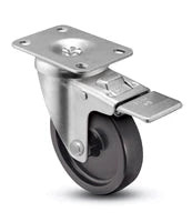 4" x 1-1/4" Total Locking Plate Caster | Polyolefin  Wheel | 2-3/8" x 3-5/8" Top Plate | 300 lbs Capacity CasterHQ