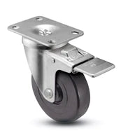 4" x 1-1/4" Total Locking Plate Caster | Hard Rubber Wheel | 2-3/8" x 3-5/8" Top Plate | 300 lbs Capacity CasterHQ