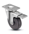 4" x 1-1/4" Total Locking Plate Caster | Hard Rubber Wheel | 2-3/8" x 3-5/8" Top Plate | 300 lbs Capacity CasterHQ