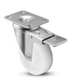 3" x 1-1/4" Total Locking Plate Caster | White Nylon Wheel | 2-3/8" x 3-5/8" Top Plate | 300 lbs Capacity CasterHQ