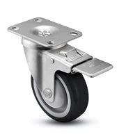 4" x 1-1/4" Total Locking Plate Caster | Black Polyurethane Wheel | 2-3/8" x 3-5/8" Top Plate | 300 lbs Capacity CasterHQ