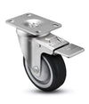 4" x 1-1/4" Total Locking Plate Caster | Black Polyurethane Wheel | 2-3/8" x 3-5/8" Top Plate | 300 lbs Capacity CasterHQ