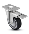 3" x 1-1/4" Total Locking Plate Caster | Black Polyurethane Wheel | 2-3/8" x 3-5/8" Top Plate | 300 lbs Capacity CasterHQ