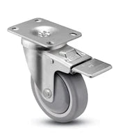 4" x 1-1/4" Total Locking Plate Caster | Gray Polyurethane Wheel | 2-3/8" x 3-5/8" Top Plate | 300 lbs Capacity CasterHQ