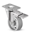 4" x 1-1/4" Semi-Steel Total Lock Caster – 350 lb | 2-3/8" x 3-5/8" Top Plate (photo matched from 3.0" semi-steel)