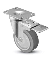 5" x 1-1/4" Total Locking Plate Caster | Gray Thermo Rubber Wheel | 2-3/8" x 3-5/8" Top Plate | 315 lbs Capacity CasterHQ