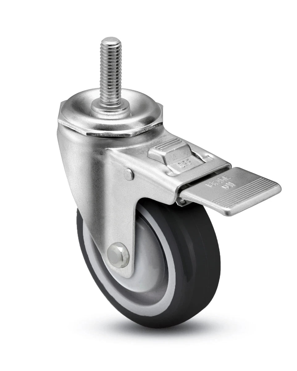 3" X 1.25" Black Polyurethane on Polyolefin Wheel - Total Locking Swivel Caster - 300 lbs Cap CasterHQ