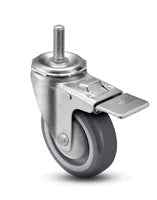 4" X 1.25" Gray Polyurethane on Polyolefin Wheel - Total Locking Swivel Caster - 350 lbs Cap CasterHQ
