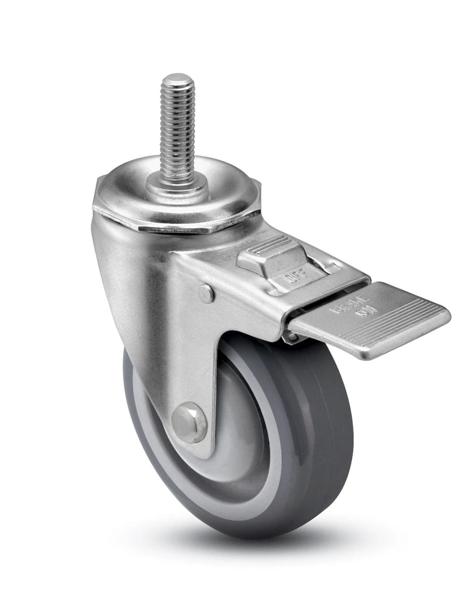 5" X 1.25" Gray Polyurethane on Polyolefin Wheel - Total Locking Swivel Caster - 350 lbs Cap CasterHQ
