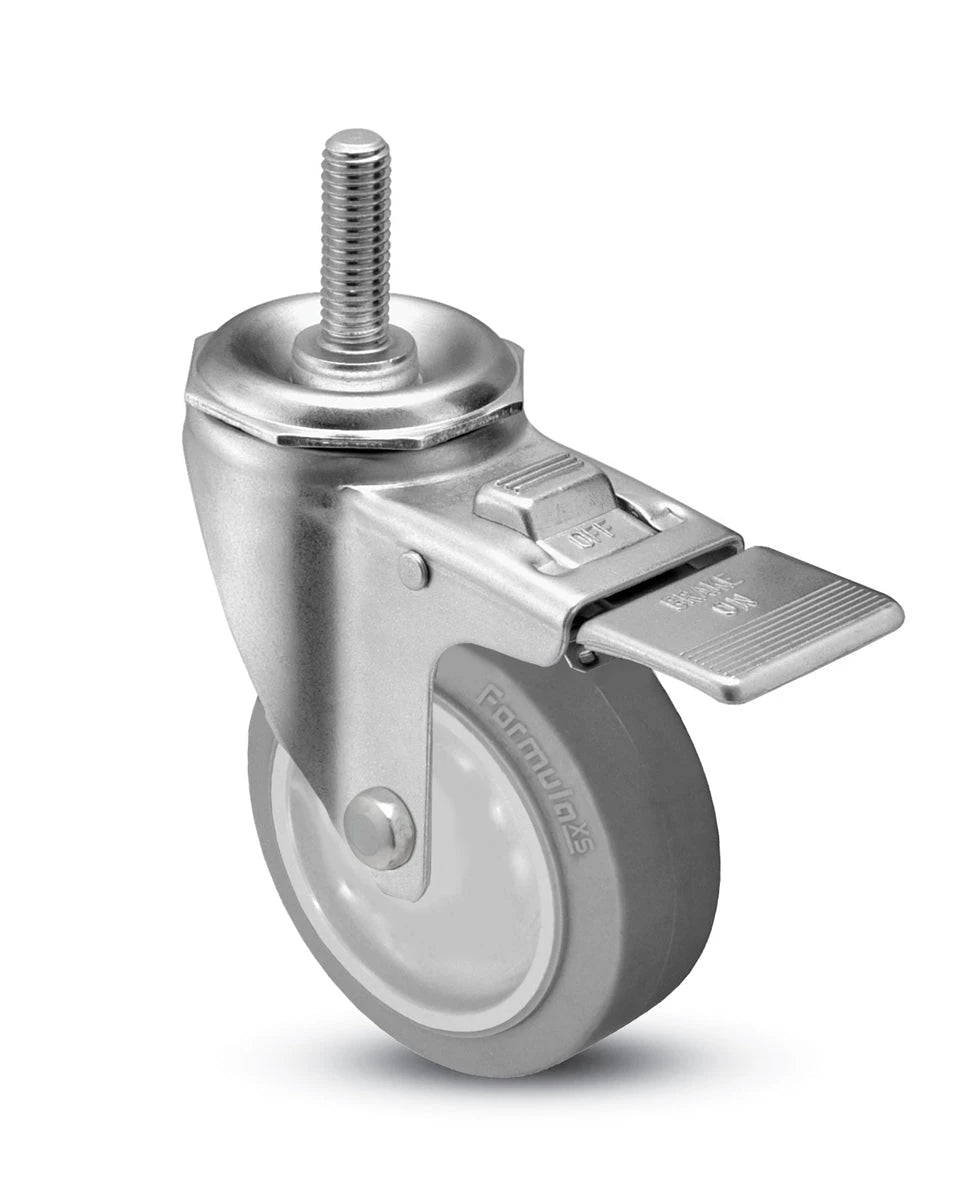 3" X 1.25" Gray Thermo Rubber (Non-Marking) Wheel | Total Locking Swivel Caster | 300 lbs Cap CasterHQ