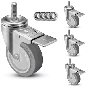 3-1/2" Total Lock Swivel Caster w/ Threaded Stem – 1,200 lb