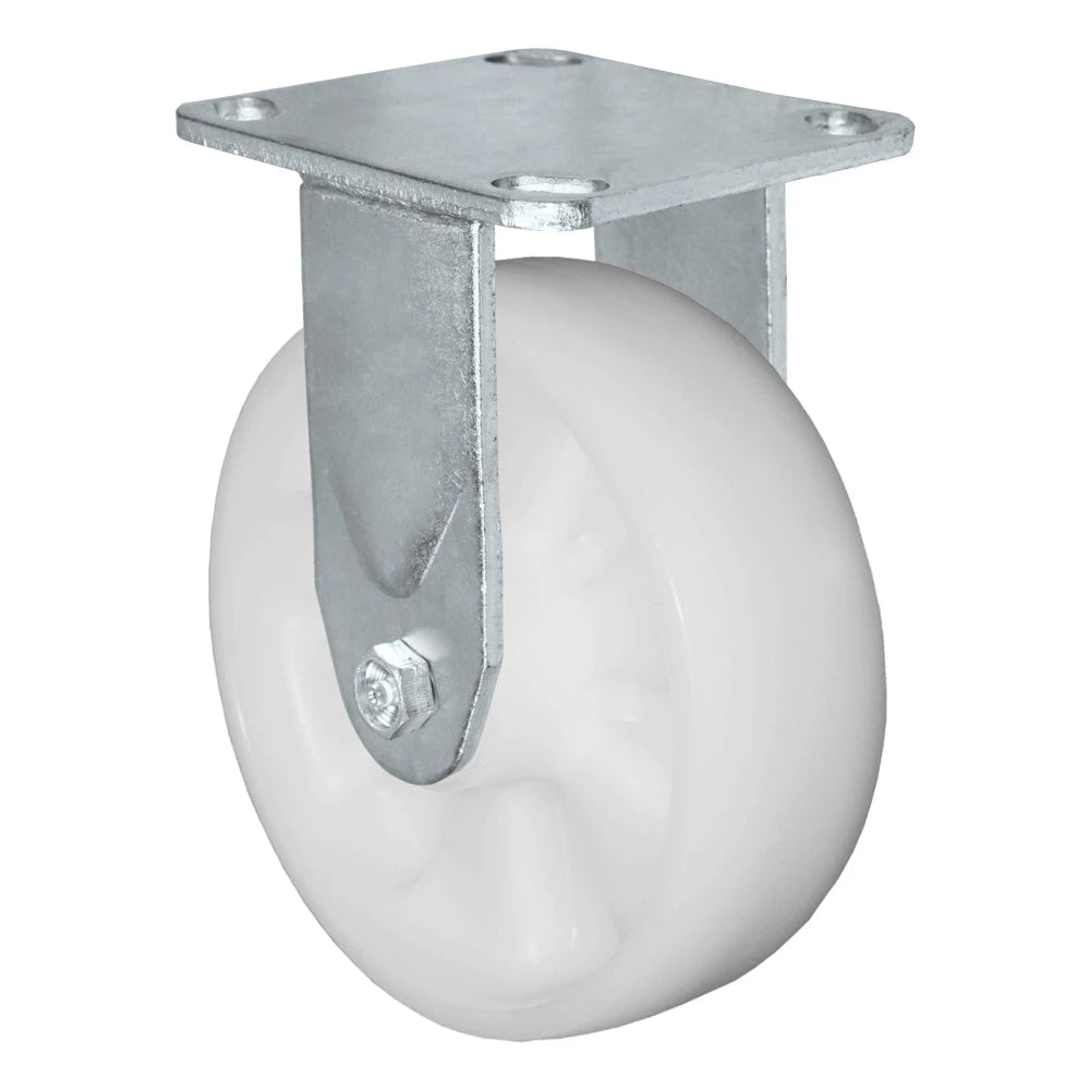 MEDIUM DUTY 4"X 2" WHITE NYLON WHEEL - RIGID CASTER 800lbs Capacity CasterHQ