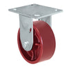 4" x 2" Red Ductile Steel Wheel - Rigid Caster - 1,500 lbs capacity - Plate Size: 4-1/2" x 6-1/4" CasterHQ