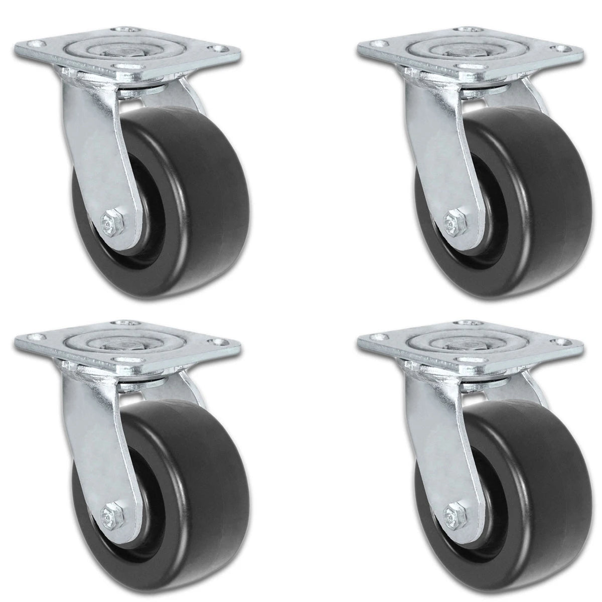 MEDIUM DUTY 4"X 2" POLYOLEFIN WHEEL - SWIVEL CASTER SET OF 4 - 2,000 lbs Capacity Per Set CasterHQ