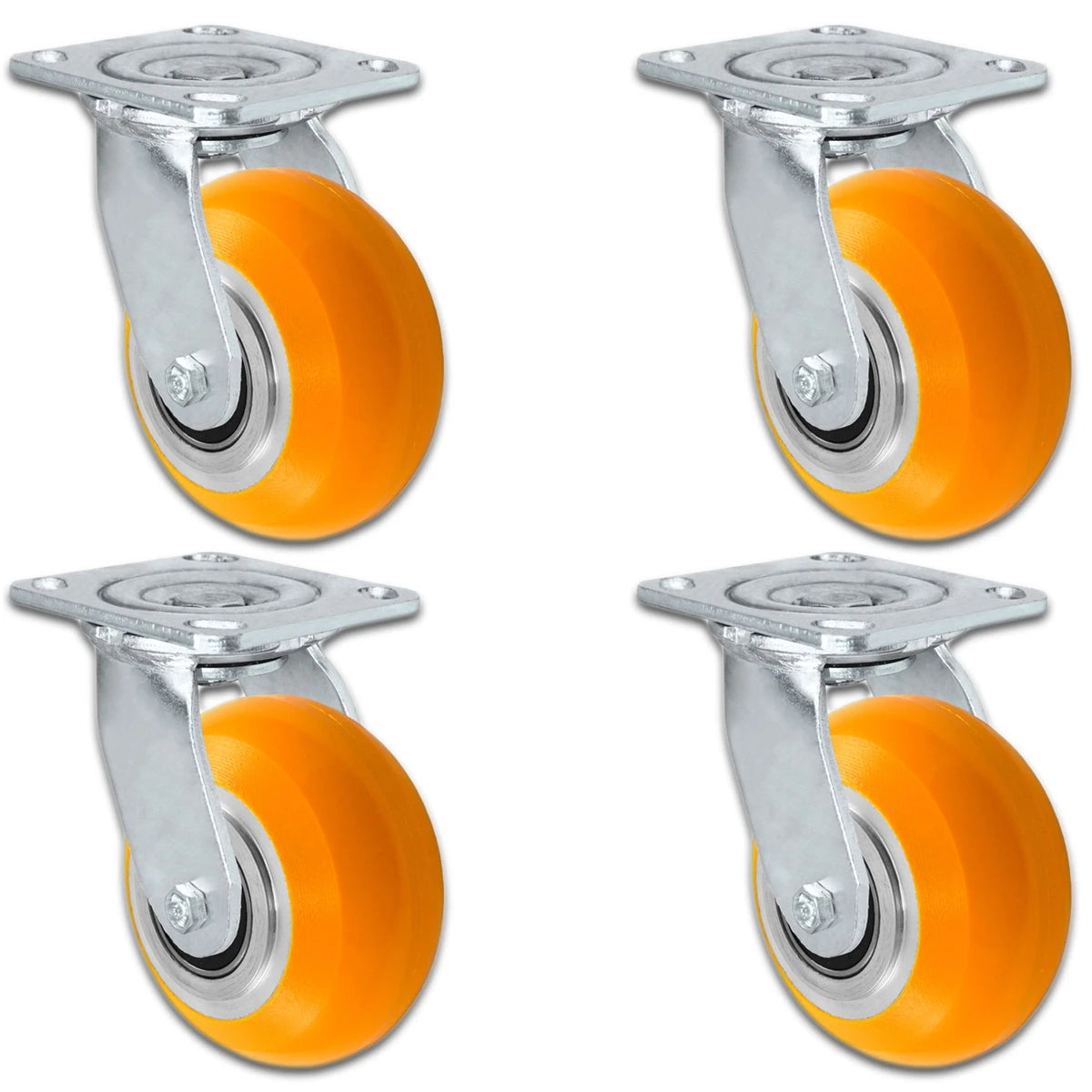 4" x 2" Sirius HD Donut Polyurethane on Aluminum Wheel - Swivel Casters - Plate Size: 4" x 4-1/2" - Capacity: 4,000 lbs per Set CasterHQ
