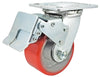 4 Inch x 2 Inch Total Lock Caster - 700 lbs Capacity | Red Polyurethane on Steel Wheel