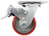 4 Inch x 2 Inch Total Lock Caster - 700 lbs Capacity | Red Polyurethane on Steel Wheel CasterHQ