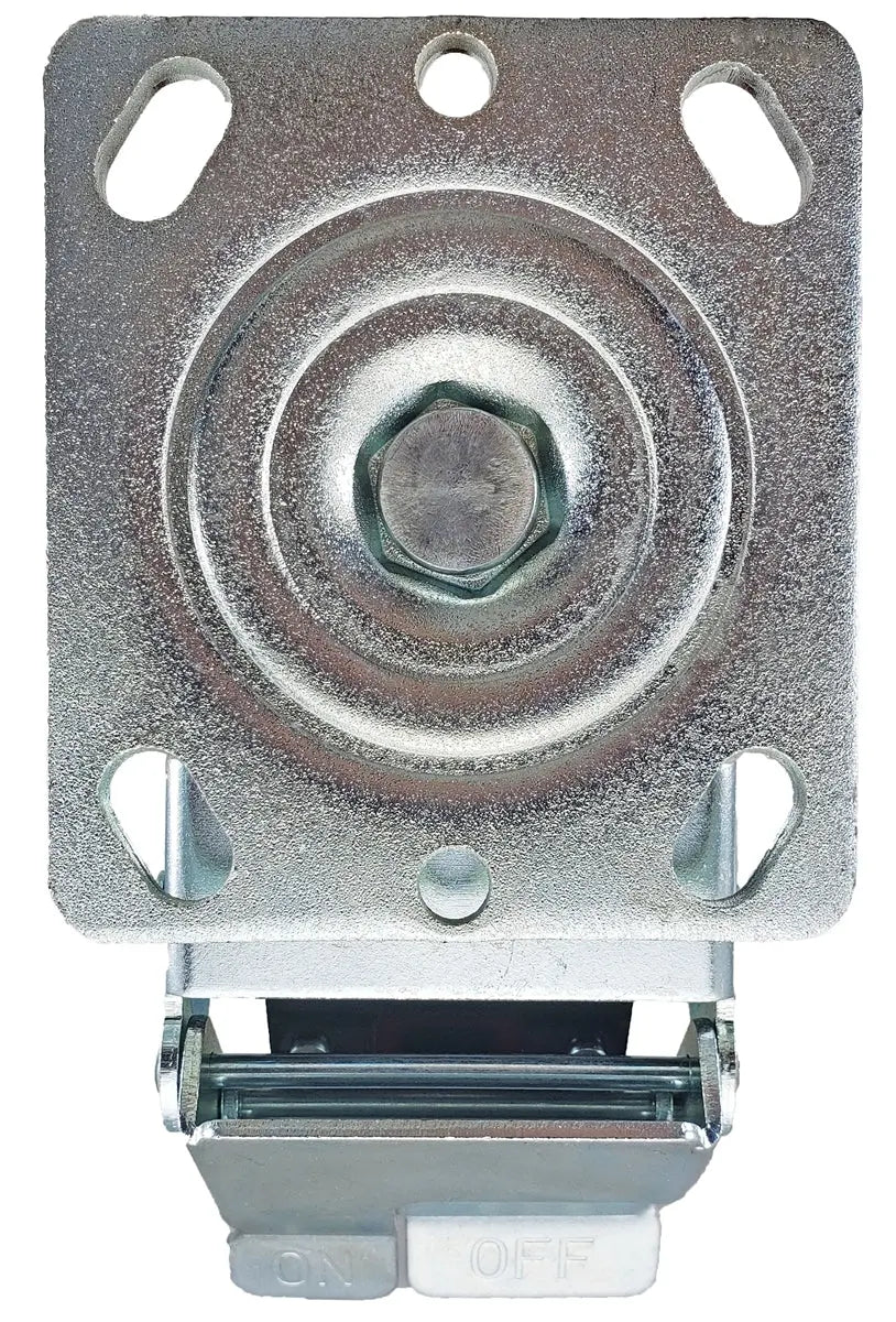 4 Inch x 2 Inch Total Lock Caster - 700 lbs Capacity | Red Polyurethane on Steel Wheel -  | CasterHQ