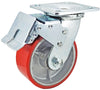 5 Inch x 2 Inch Total Lock Caster - 1000 lbs Capacity | Red Polyurethane on Steel Wheel
