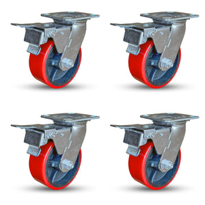 5" x 2" Polyurethane on Iron Swivel Total Lock Caster – 4400 lb