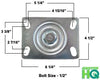 6" x 2" Red Ductile Steel Wheel - Rigid Caster - 1,500 lbs capacity - Plate Size: 4-1/2" x 6-1/4" CasterHQ