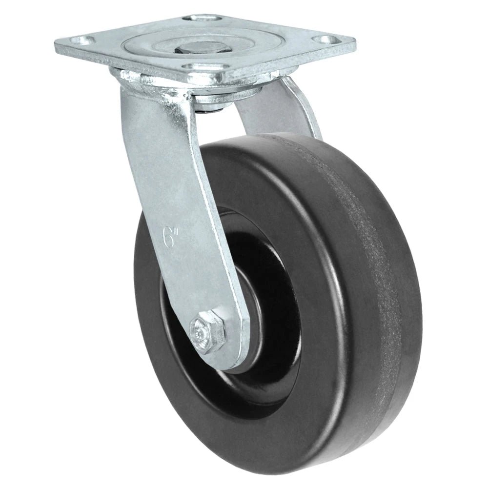 6" x 2" Swivel Caster – Phenolic Wheel, 1,250 lbs Capacity, Heavy-Duty Plate Mount CasterHQ