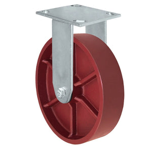 8" x 2" Red Ductile Steel Rigid Caster – 1,500 lb